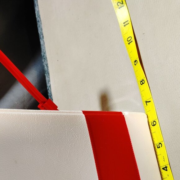 MCM Vinyl Handbag Vintage 1950s White Red Turn Lock Closure Handle Storage Case - Picture 14 of 16